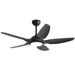 Indoor Ceiling Fan With 5 ABS Blades Remote Control Reversible Dc Motor For Living Room - Black