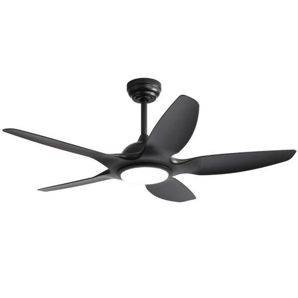 Indoor Ceiling Fan With 5 ABS Blades Remote Control Reversible Dc Motor For Living Room - Black