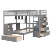 Full Over Twin Bunk Bed With Desk, Drawers And Shelves - Gray - Image 21