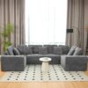 Modular U Shaped Sectional Sofa, 6 Seater Chaise Lounge With Reversible Design, Customizable Living Room - Dark Gray - Image 4