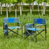 Padded Folding Outdoor Chairs With Storage Pockets (Set of 2), Lightweight Oversized Directors Chair For Indoor, Outdoor Camping, Picnics And Fishing - Blue / Gray - Image 9