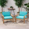 Antoine - Outdoor Club Chairs With Cushions (Set of 2) - Brown / Teal - Image 2