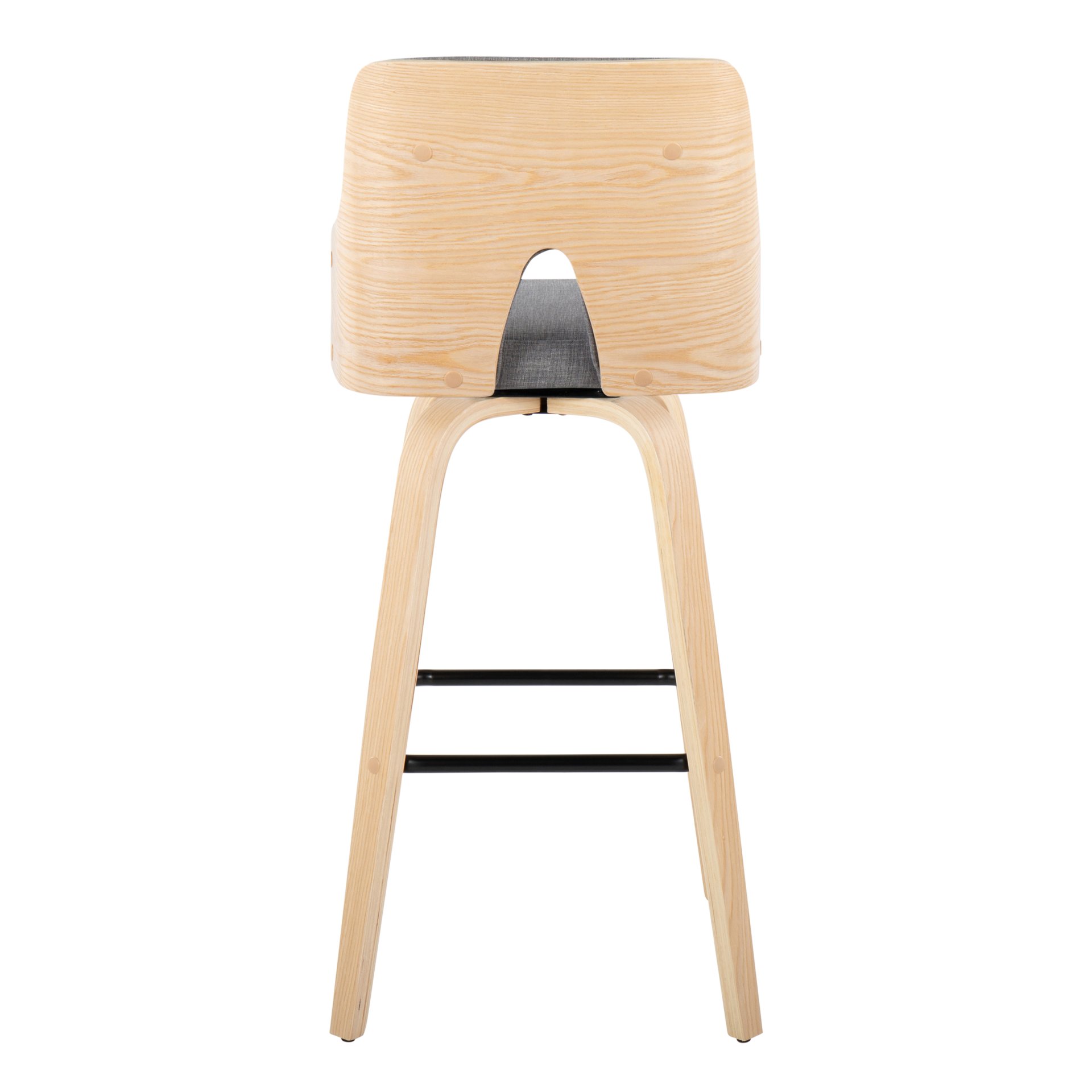 Stella - Contemporary Fixed Height Barstool With Swivel Square Footrest (Set of 2) - Natural / Light Gray - Image 5