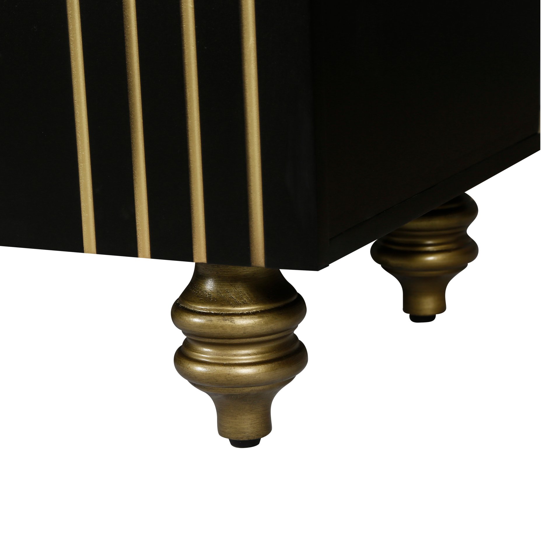 4 Door Cabinet Modern Fluted Sideboard Buffet With Storage, Curve Element With Strict Lines - Black - Image 10