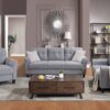 Modern Living Room Sofa Set Linen Upholstered Couch Furniture For Office, Home - Light Gray / Blue - Image 3
