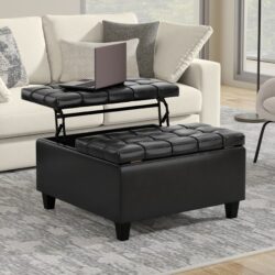 Harrison - Small Square Coffee Table Storage Ottoman - Black