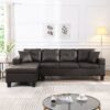 Modern Sectional Sofa Set With Chaise Lounge And Cup Holder, 4 Seater - Chocolate Brown - Image 4