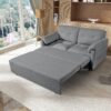 Modern Convertible Sleeper Sofa Bed With Pull Out Queen Design, Side Storage & Thick Cushions Chenille Loveseat For Living Room Or Bedroom 3 In 1 Function - Gray - Image 2