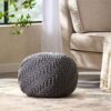 Hazel - Modern Knitted Cotton Yarn Round Pouf With Eco Friendly Pet Fibers - Dark Gray - Image 5