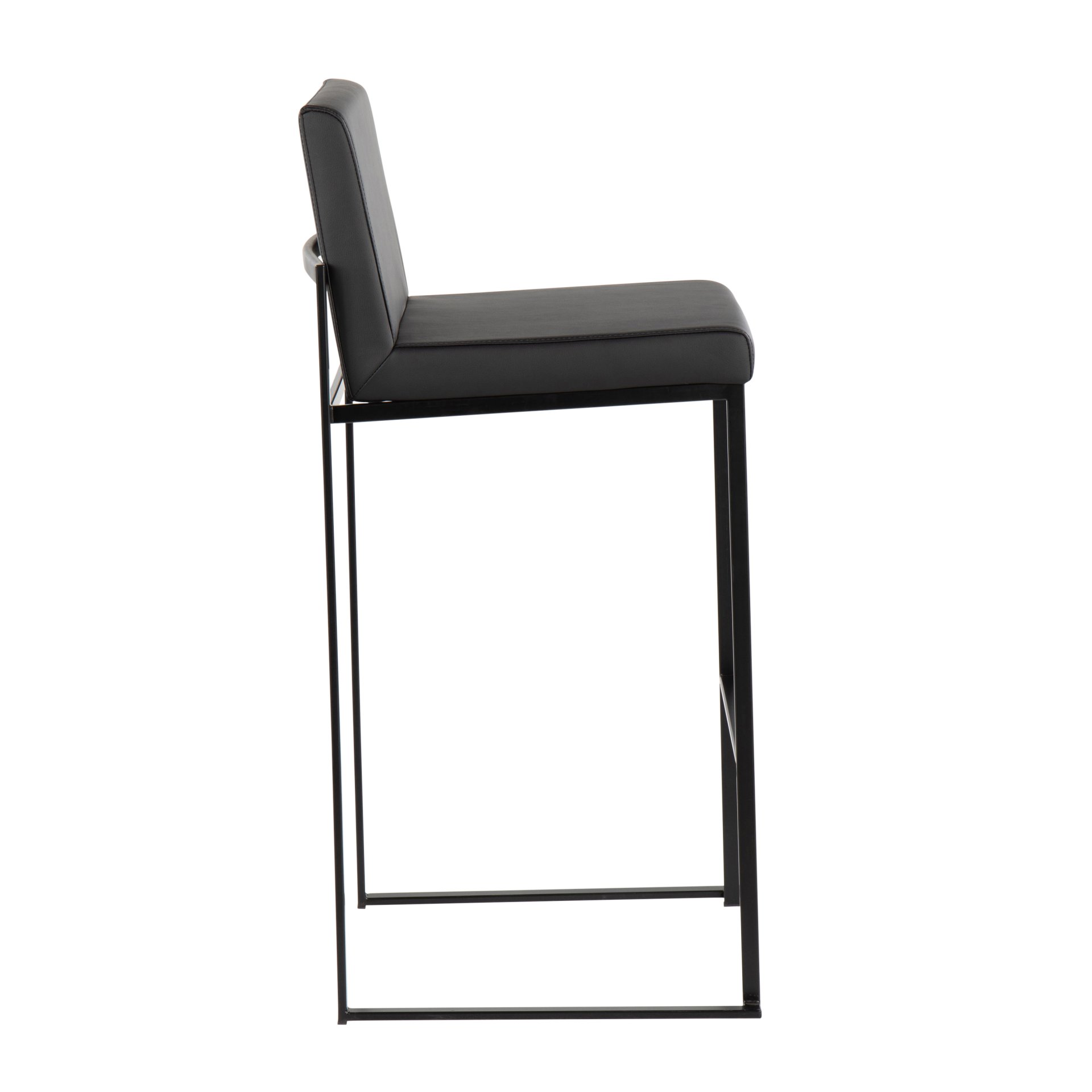 Fuji - Contemporary High Back Barstool (Set of 2) - Black - Image 3