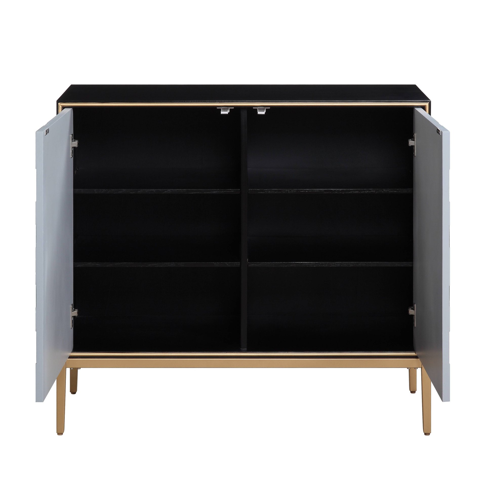 Quilla - Brass Console Cabinet - Black / Gery - Image 4