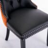Nikki - Modern, High-End Tufted Solid Wood Contemporary And Velvet Upholstered Dining Chair With Wood Legs Nailhead Trim (Set of 2) - Black / Orange - Image 11