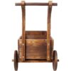 Wooden Wagon Planter Box Mobile Garden Planter With Wheels Handle Drain Hole Wood - Brown - Image 11