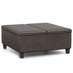 Ellis - Coffee Table Storage Ottoman - Distressed Brown
