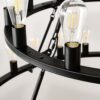 Extra Large Wagon Wheel Chandelier, 2 Tier 36 Lights (No Include) Farmhouse Industrial Round High Ceiling Pendant Light Adjustable Chain, For Dining Room, Living Room, Kitchen - Black - Image 13
