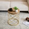 Contemporary Golden Side Table With Top And Metal Frame - Natural / Gold - Image 8