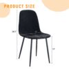 Luxury Simple Chair (Set of 4) Linen Cotton High Resilience Dining Chair With Metal Leg - Black - Image 3