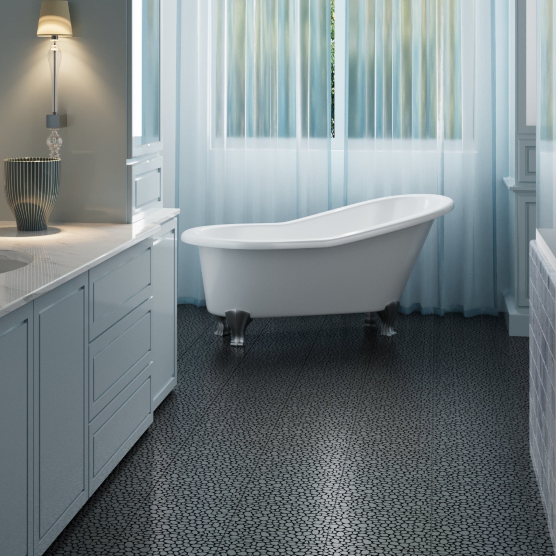 Interlocking Deck Tiles Plastic Waterproof Outdoor All Weather Anti-Slip Bathroom Shower Balcony Porch Strong Weight Capacity Upto 440 Lbs, Pebble Stone Pattern Pack Of 12 - Black - Image 11