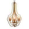 4 Light Metal Chandelier, Hanging Light Fixture With Adjustable Chain For Kitchen, Bulb Not Included - Gold - Image 3