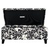 Luxury Storage Ottoman With Floral Patterned Fabric, Soft Close Hinges, Multi Functional Footrest & Seat - Black Floral / White - Image 5