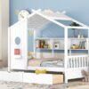 Twin Size House Bed With 2 Drawers, Kids Bed With Storage Shelf - White - Image 16