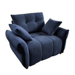 Modern Ergonomic Single Seater Sofa With High Resilience Support Cushions And Throw Pillows - Blue