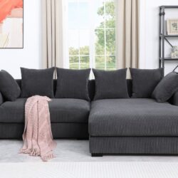 Naomi - 3 Piece Upholstered Sectional - Dark Gray