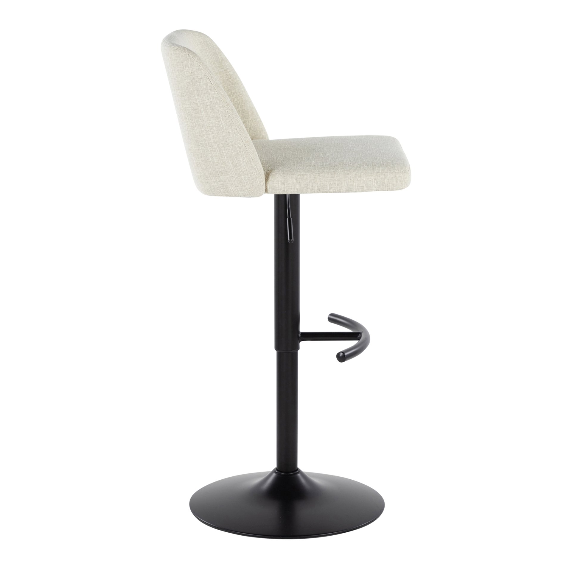 Toriano - Contemporary Adjustable Barstool Swivel With Rounded T Footrest (Set of 2) - Cream / Black - Image 3