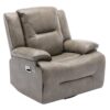360° Swivel And Rocking Home Theater Recliner Manual Recliner Chair With A Led Light Strip For Living Room - Gray - Image 8
