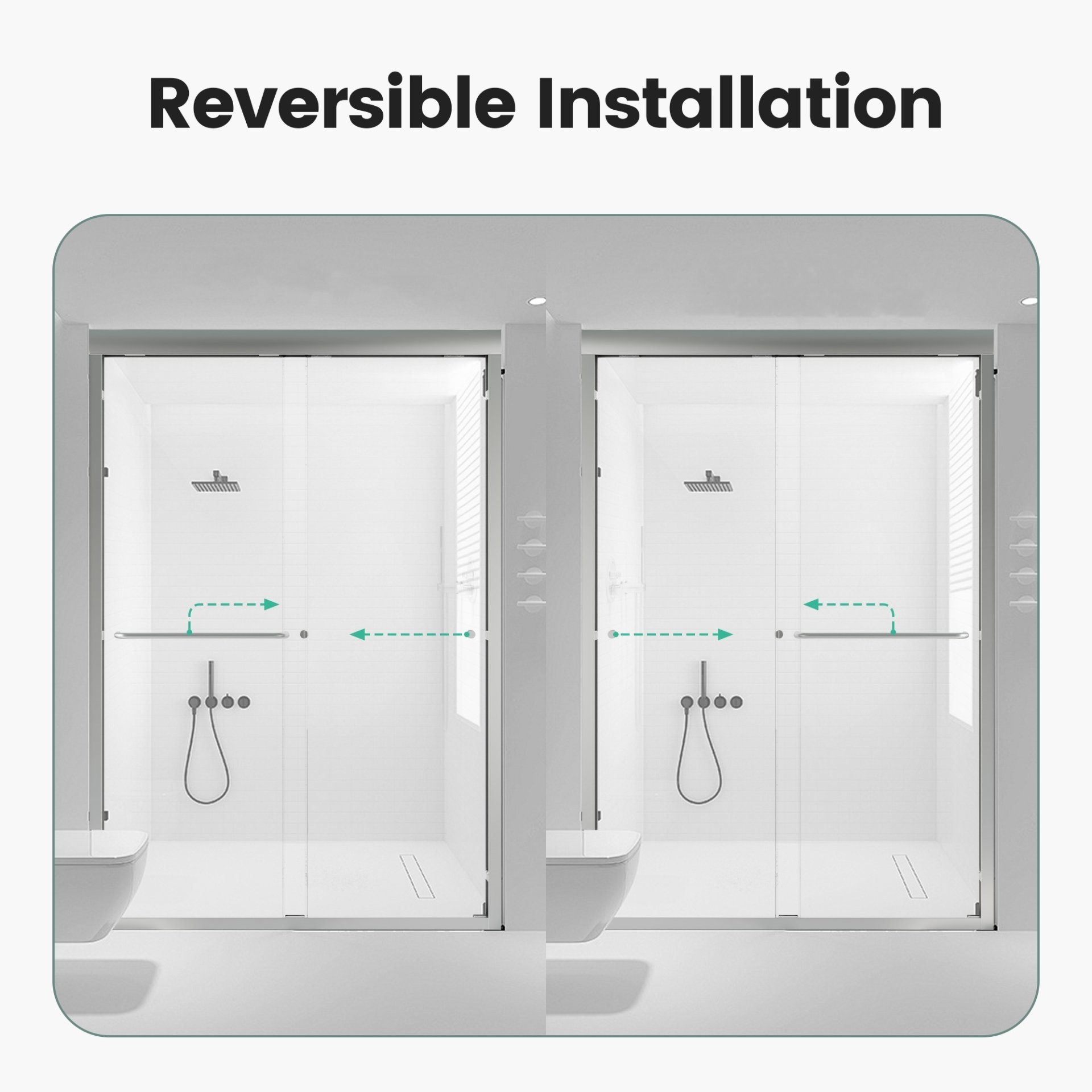 Semi Frameless Double Sliding Shower Door With SGCC Tempered Glass - Chrome - Image 9