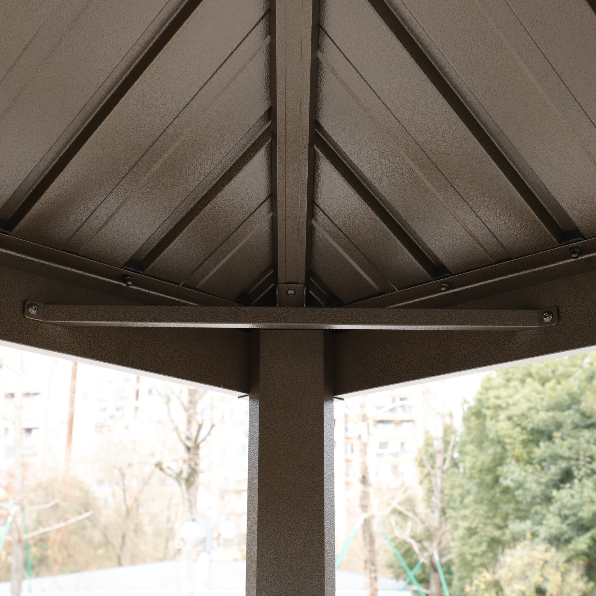 Grill Hardtop Gazebo Outdoor Metal Hard Top Gazebo, Permanent Bbq Gazebo With Galvanized Steel, Aluminum Framed Pavilion With Shelves - Dark Brown - Image 6