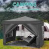 10'X10' Folding Canopy With 4 Removable Sidewalls Outdoor Event Shelter UPF 50+ Gazebo Portable Tents For Parties Beach Camping Wedding Ez Pop Up Canopy 4 Pieces Weight Bag + Carry Bag - Black - Image 3