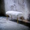 Bagley II - Faux Fur Bench - White / Gold - Image 10
