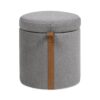 Brandy - Round Upholstered Storage Ottoman With Leather Accent - Gray - Image 2
