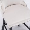 Contemporary Velvet Upholstered Wing-Back Barstools With Button Tufted Decoration And Wooden Legs, And Chrome Nailhead Trim, Leisure Style Bar Chairs, Bar Stools (Set of 4) - Beige - Image 9