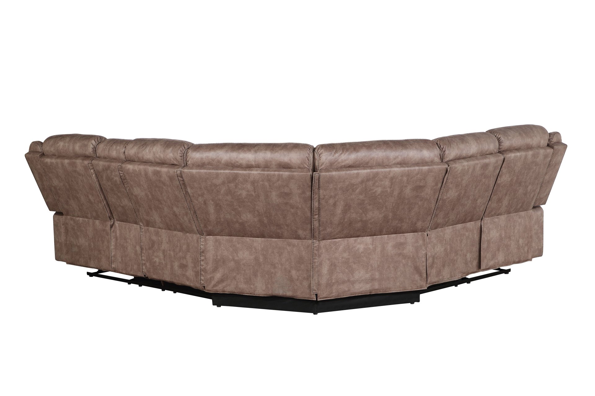 Dollum - Two Tone Nubuck Manual Recliner Sectional Sofa With USB Port Cupholder Console - Chocolate - Image 5