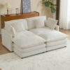 Modern Sofa Modular Sofa Couch Upholstered Corduroy L - Shape Sectional Sofa With Side Storage Pockets For Living Room - Beige - Image 12