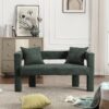 Modern Loveseat Sofa, Comfy Upholstered 2 Seater - Emerald - Image 9