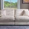 Modular Sectional Sofa, 4 Seater Oversized Sectional Sofa, Corduroy Fabric With 2 Ottoman Bench And 2 Pillows, Modular Sectionals Sofa Couch For Living Room - Cream - Image 11