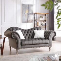 Cozy Traditional Loveseat - Dark Gray