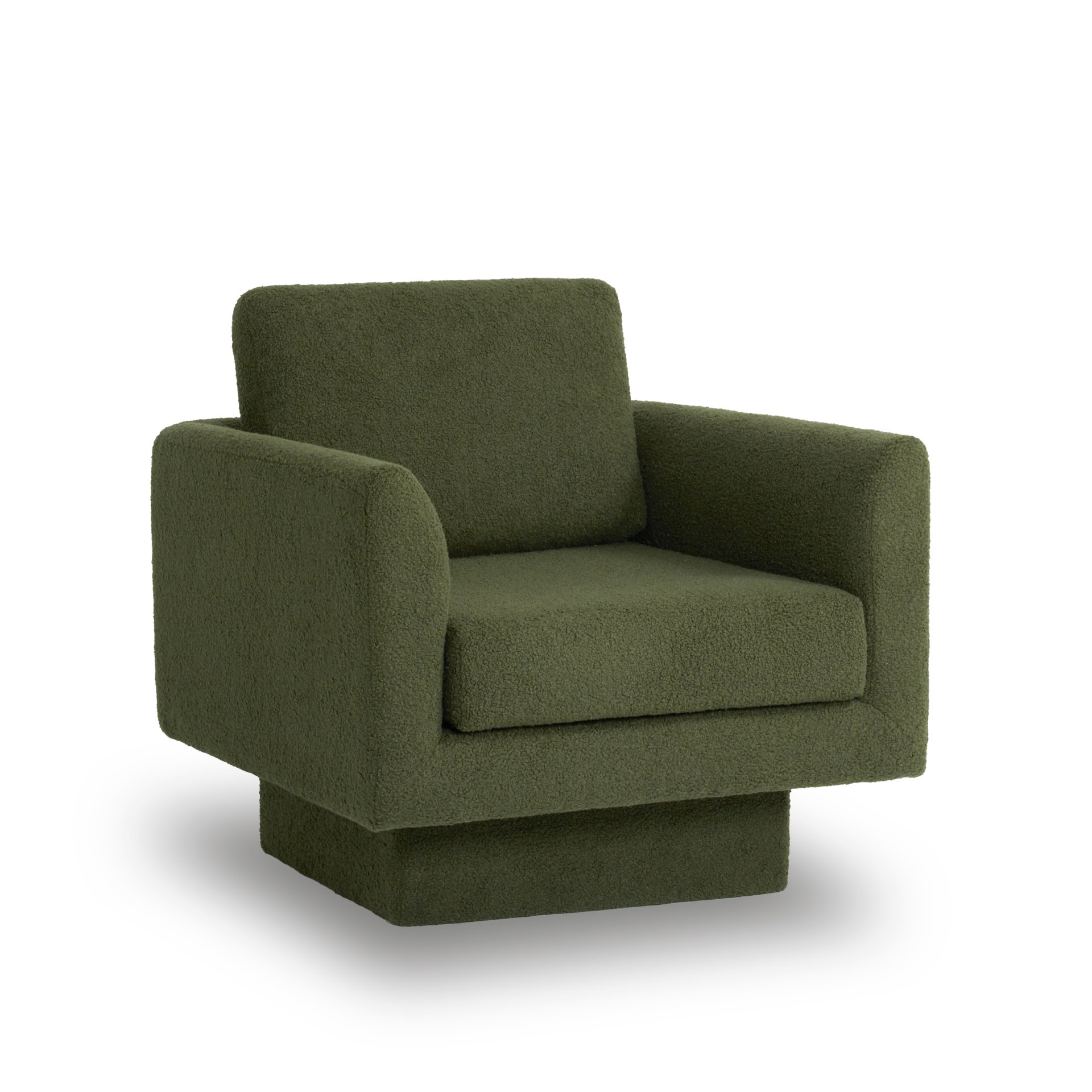 360° Modern Swivel Accent Chair Round Armchair, Thick Padded Single Lounge Sofa Upholstered Comfy - Green - Image 9
