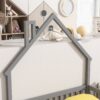 Full House-Shaped Headboard Floor Bed With Fence - Gray - Image 4