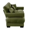 Modern Velvet Large 2 Seater Sofa & Bolstered Armrests And Pillows - Olive Green - Image 9