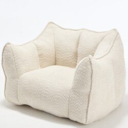 Comfortable Chenille Sofa Chairs With Highly Resilient Foam For Living Rooms And Bedrooms Square Lazy Sofas - Beige
