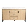 Original 60" Freestanding Bathroom Vanity With Double Resin Sink Plywood Soft Closing Doors & Drawers - Oak - Image 4