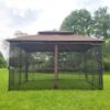 13 0 Outdoor Patio Gazebo Canopy Tent With Ventilated Double Roof And Mosquito Net (Detachable Mesh Screen On All Sides) Suitable For Lawn Garden Backyard And Deck Top - Brown - Image 9