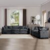 Modern Living Room Sofa Set With 2 Seater Sofas, Deep Recliner Corduroy - Gray - Image 15