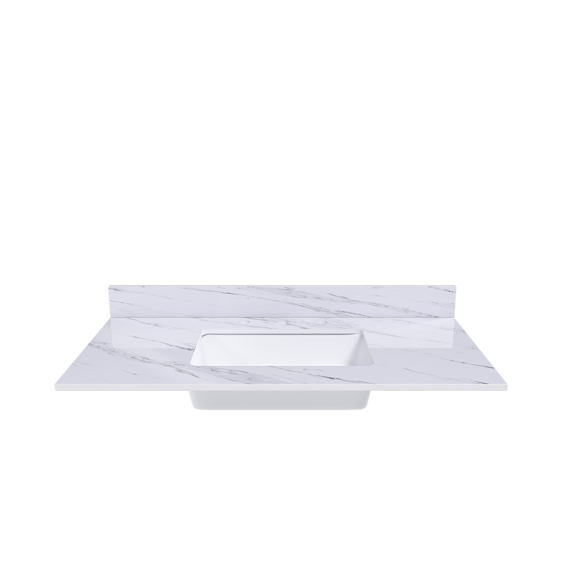 Elegant Marble Vanity Top, 43" Bathroom Vanity With Undermount Sink Sintered Stone, Bianco Carrara Venato - White - Image 4