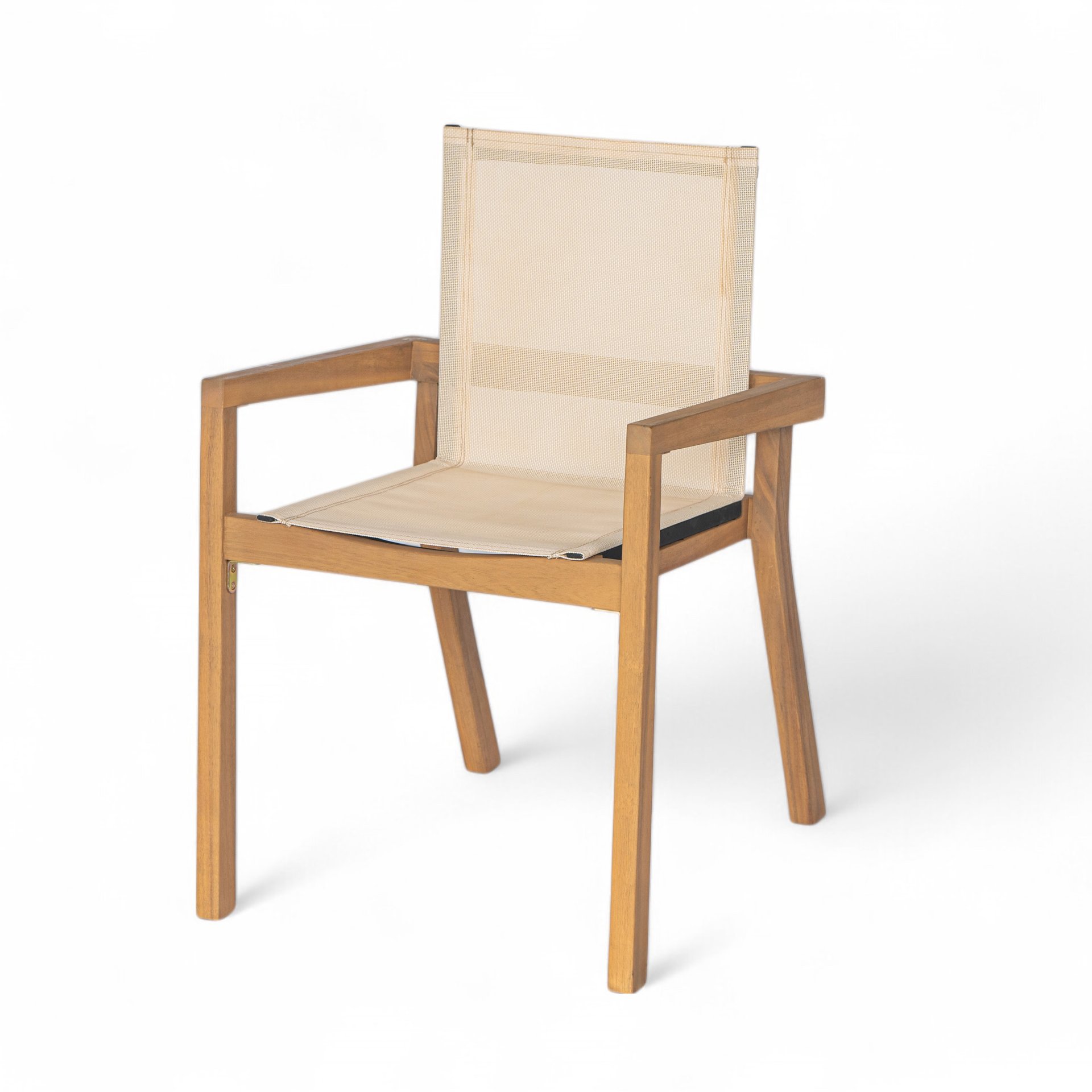 Belfast - Dining Chair (Set of 2) With Frame And Textile For Outdoor Use - Teak / Beige - Image 8