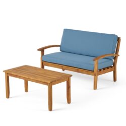 Outdoor Chat Set With Coffee Table And Loveseat - Teak